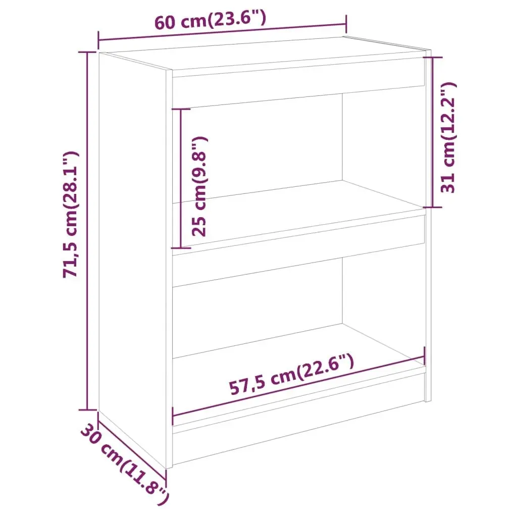 Book Cabinet/Room Divider 60x30x71.5 cm Solid Wood Pine 808158