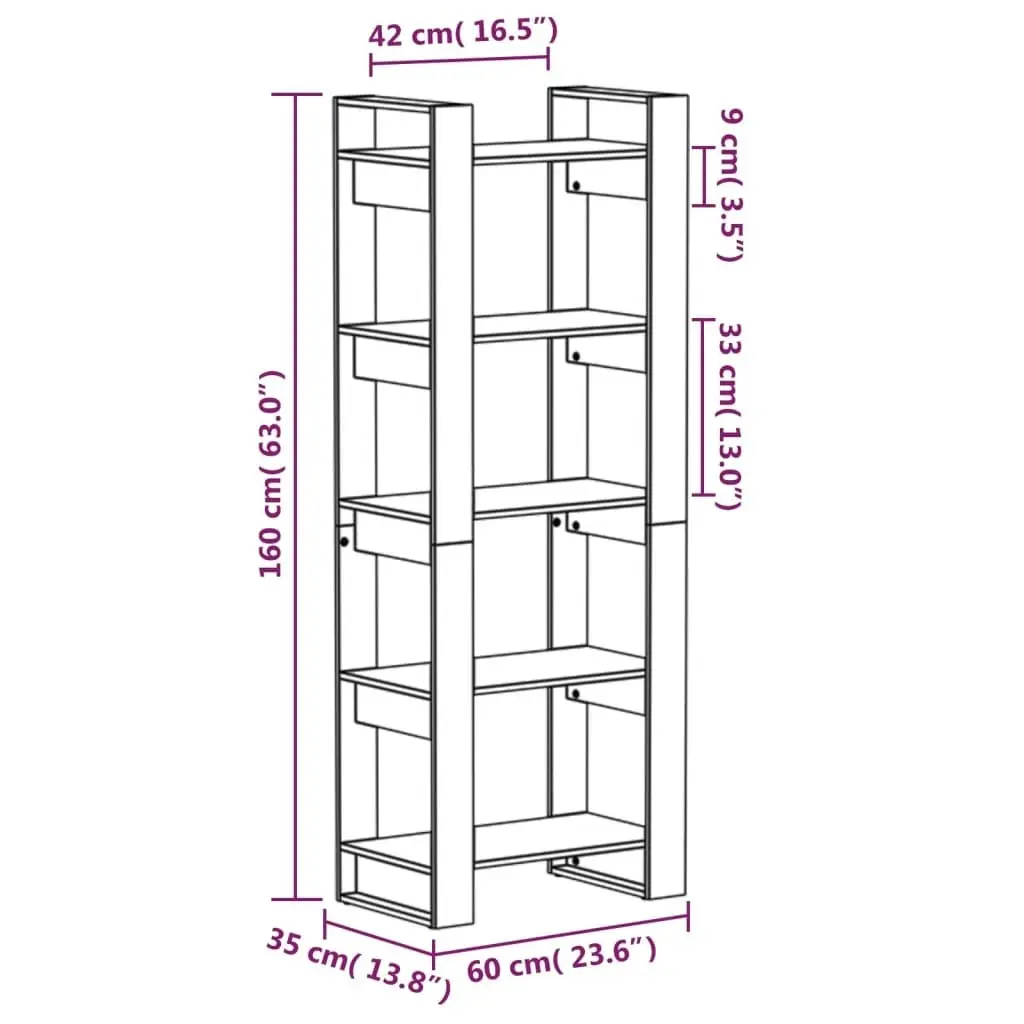 Book Cabinet/Room Divider 60x35x160 cm Solid Wood 813889