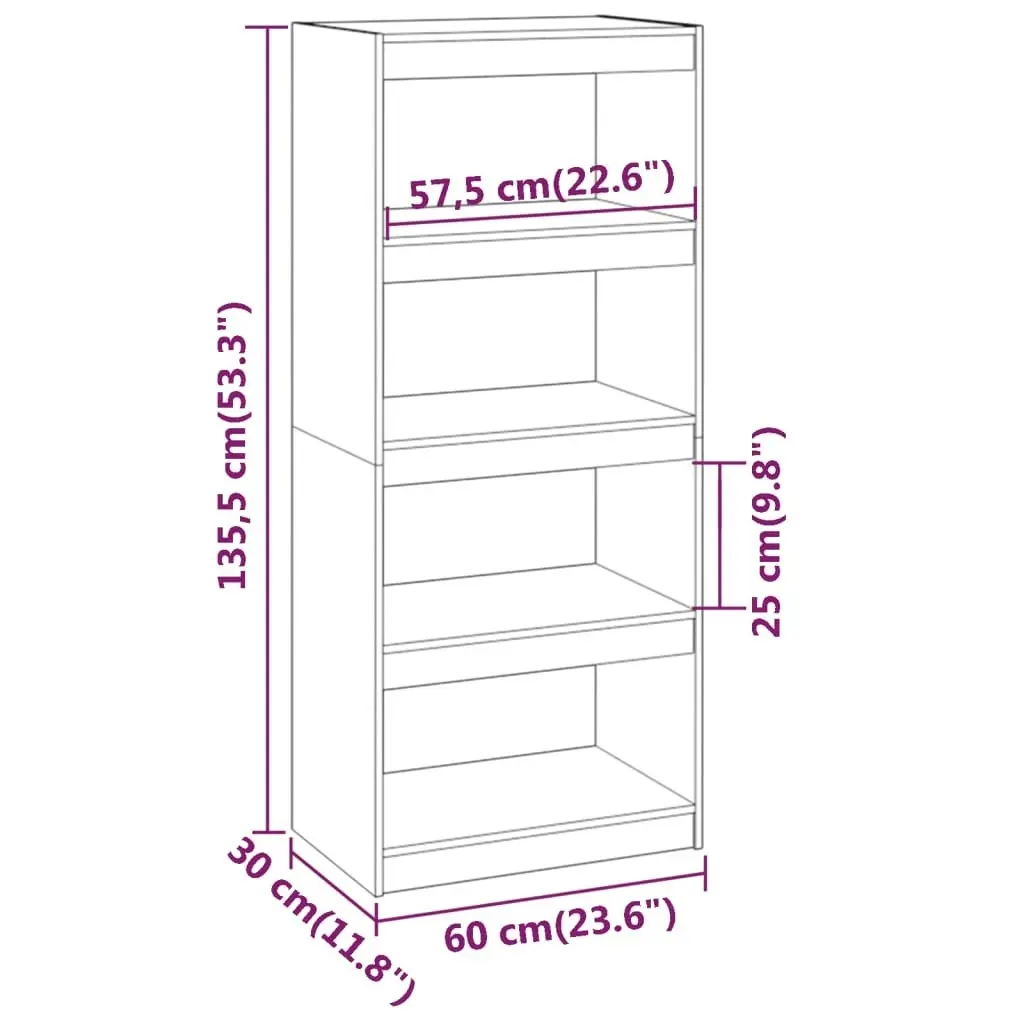 Book Cabinet/Room Divider 60x30x135.5 cm Solid Wood Pine 808168