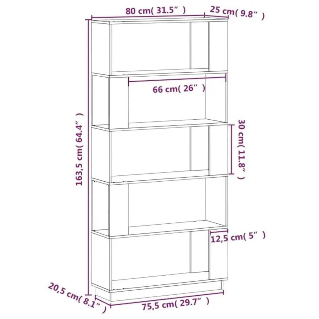 Book Cabinet/Room Divider 80x25x163.5 cm Solid Wood Pine 814064