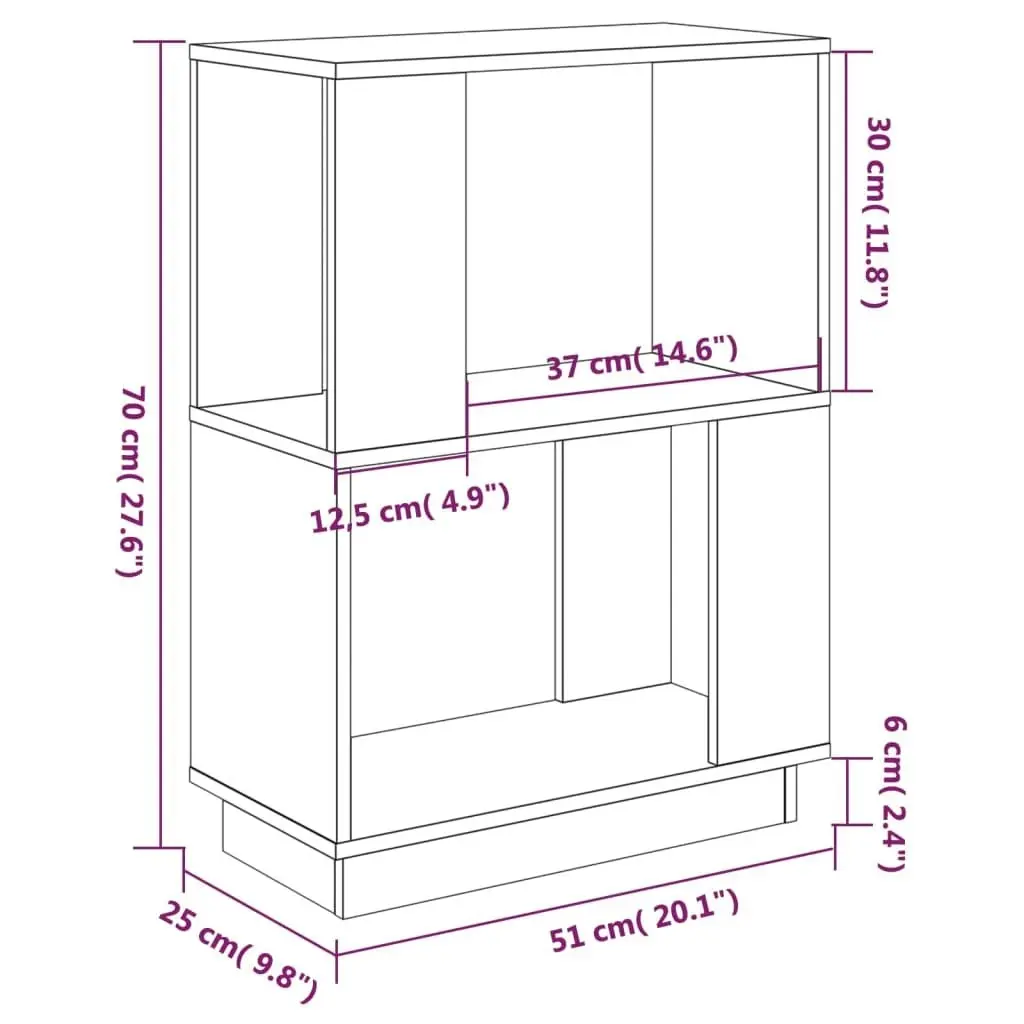 Book Cabinet/Room Divider 51x25x70 cm Solid Wood Pine 814029