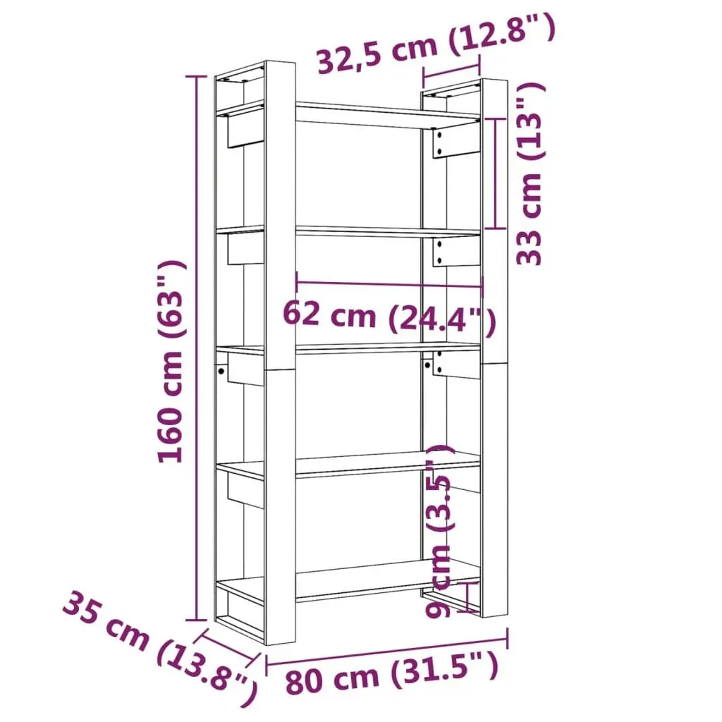 Book Cabinet/Room Divider 80x35x160 cm Solid Wood 813909