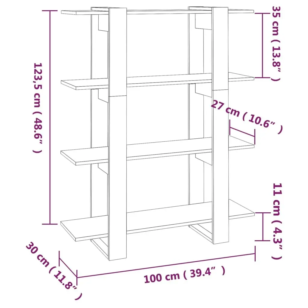 Book Cabinet/Room Divider Black 100x30x123.5 cm 811539