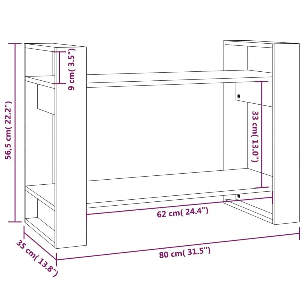 Book Cabinet/Room Divider 80x35x56.5 cm Solid Wood Pine 813894