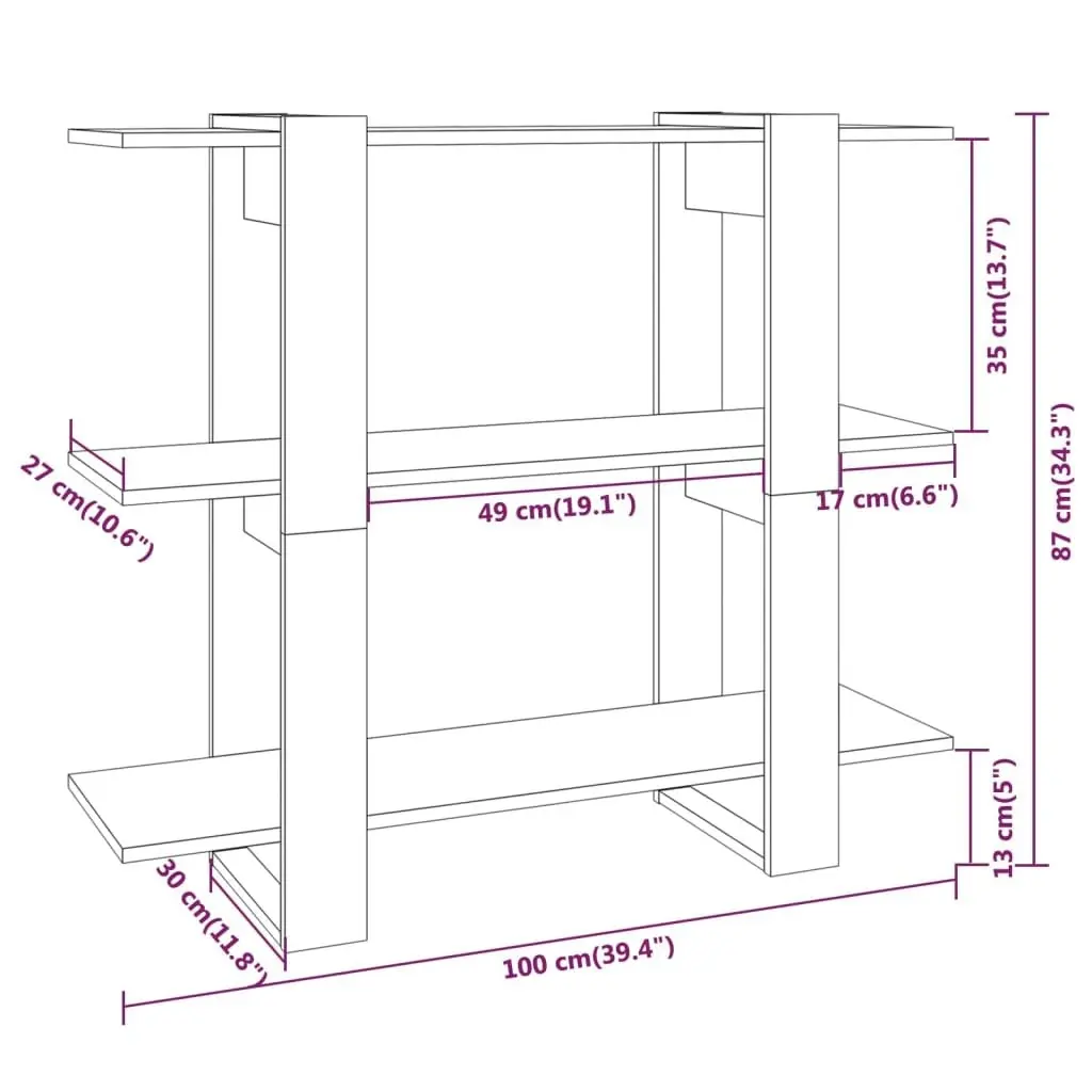 Book Cabinet/Room Divider Black 100x30x87 cm 811548