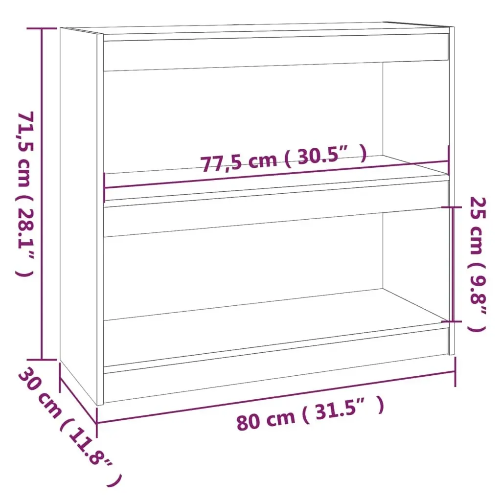 Book Cabinet/Room Divider 80x30x71.5 cm Solid Wood Pine 808183