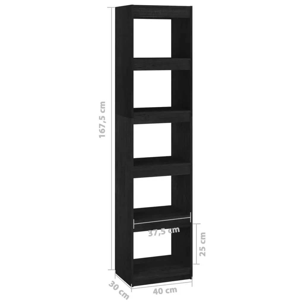 Book Cabinet/Room Divider Black 40x30x167.5 cm Solid Pinewood 808152