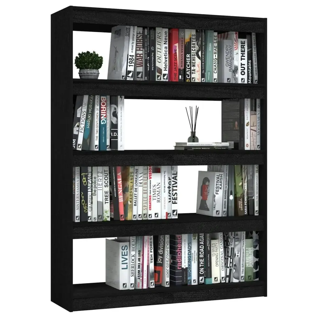 Book Cabinet/Room Divider Black 100x30x135.5 cm Solid Pinewood 808222