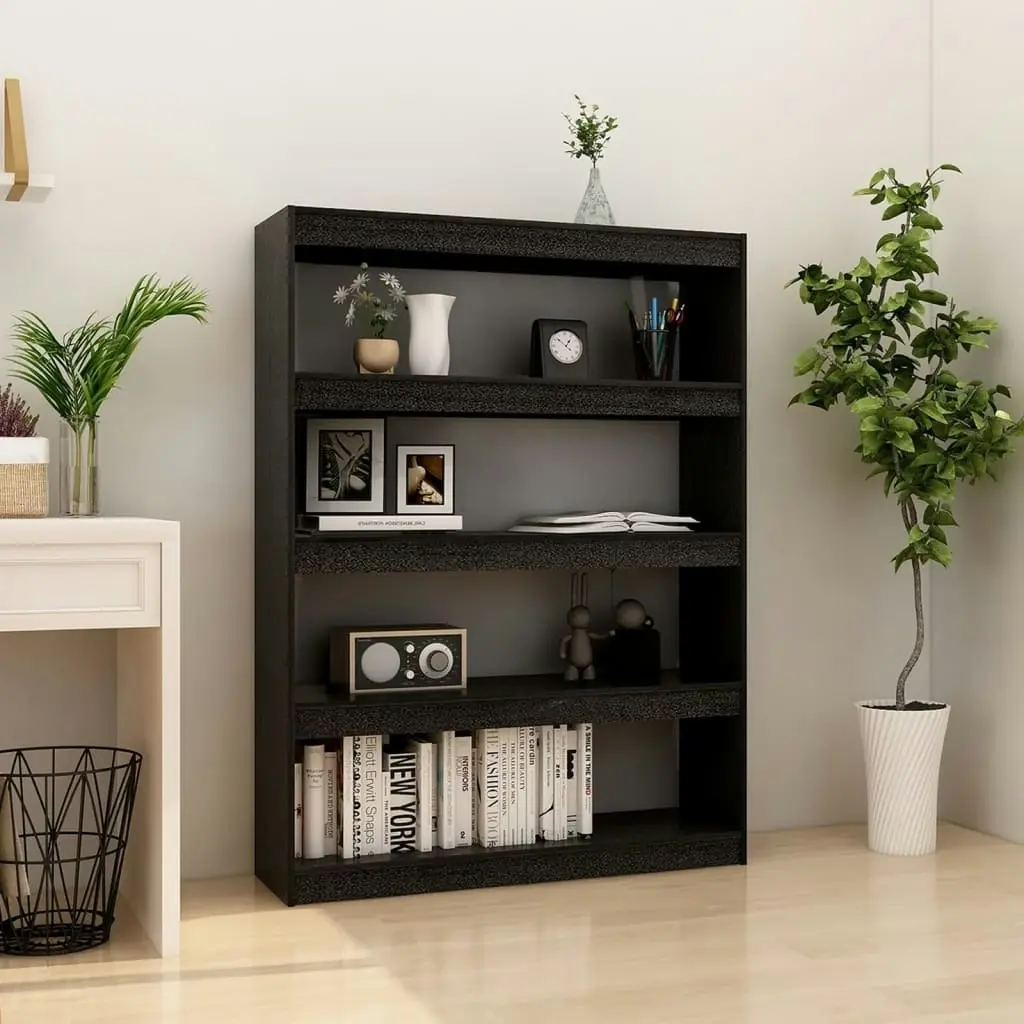 Book Cabinet/Room Divider Black 100x30x135.5 cm Solid Pinewood 808222