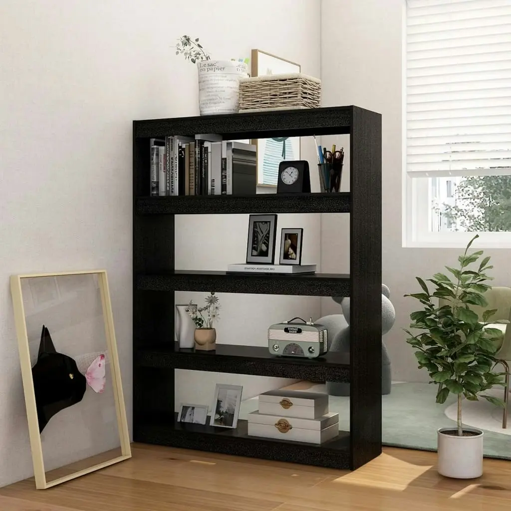 Book Cabinet/Room Divider Black 100x30x135.5 cm Solid Pinewood 808222