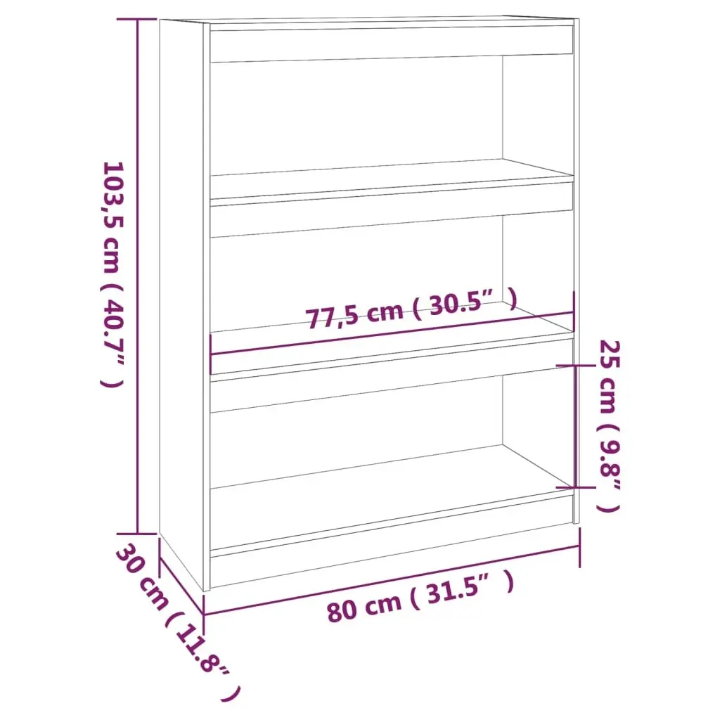 Book Cabinet/Room Divider 80x30x103.5 cm Solid Wood Pine 808188