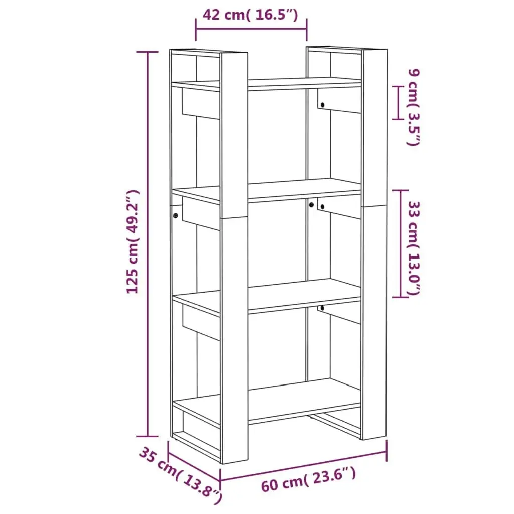 Book Cabinet/Room Divider 60x35x125 cm Solid Wood 813884