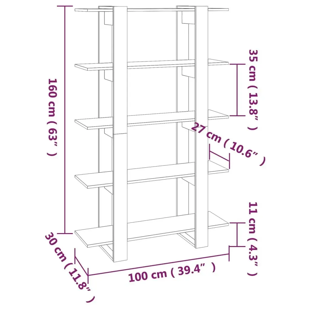 Book Cabinet/Room Divider Black 100x30x160 cm 811530