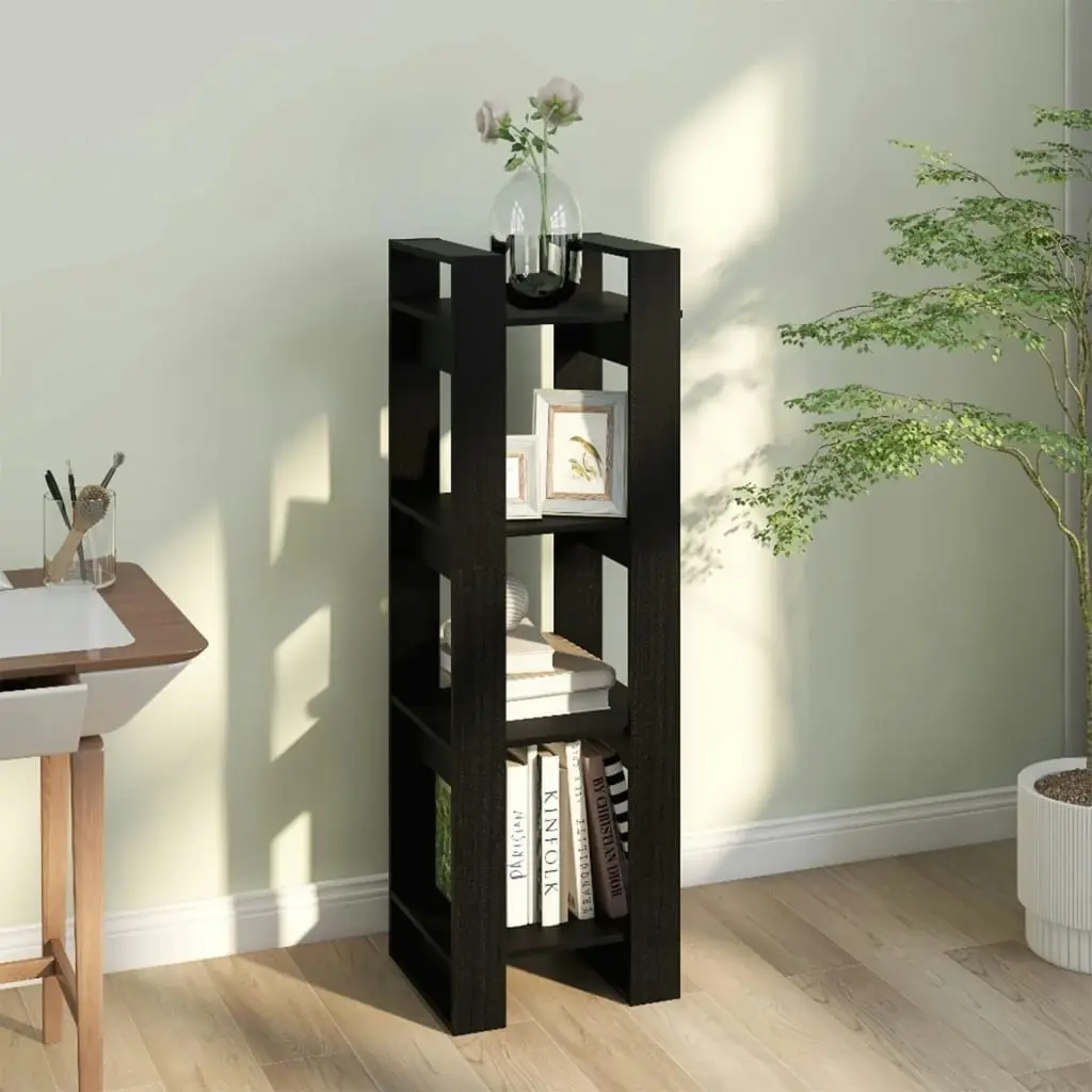 Book Cabinet/Room Divider Black 41x35x125 cm Solid Wood Pine 813868