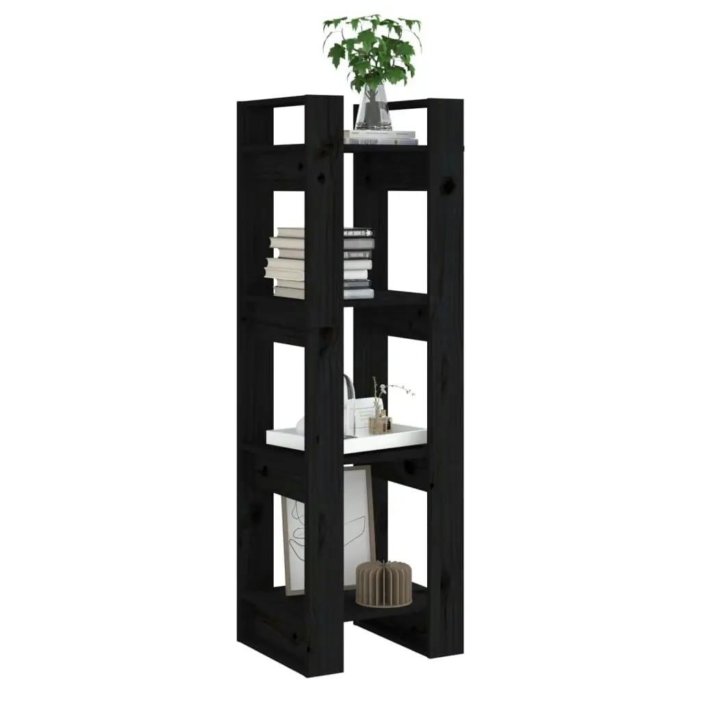 Book Cabinet/Room Divider Black 41x35x125 cm Solid Wood Pine 813868