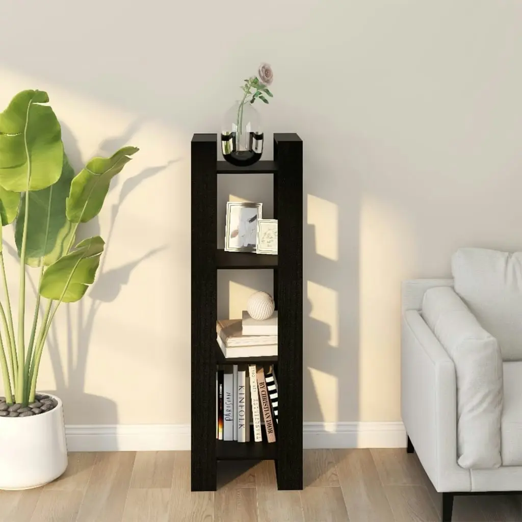 Book Cabinet/Room Divider Black 41x35x125 cm Solid Wood Pine 813868