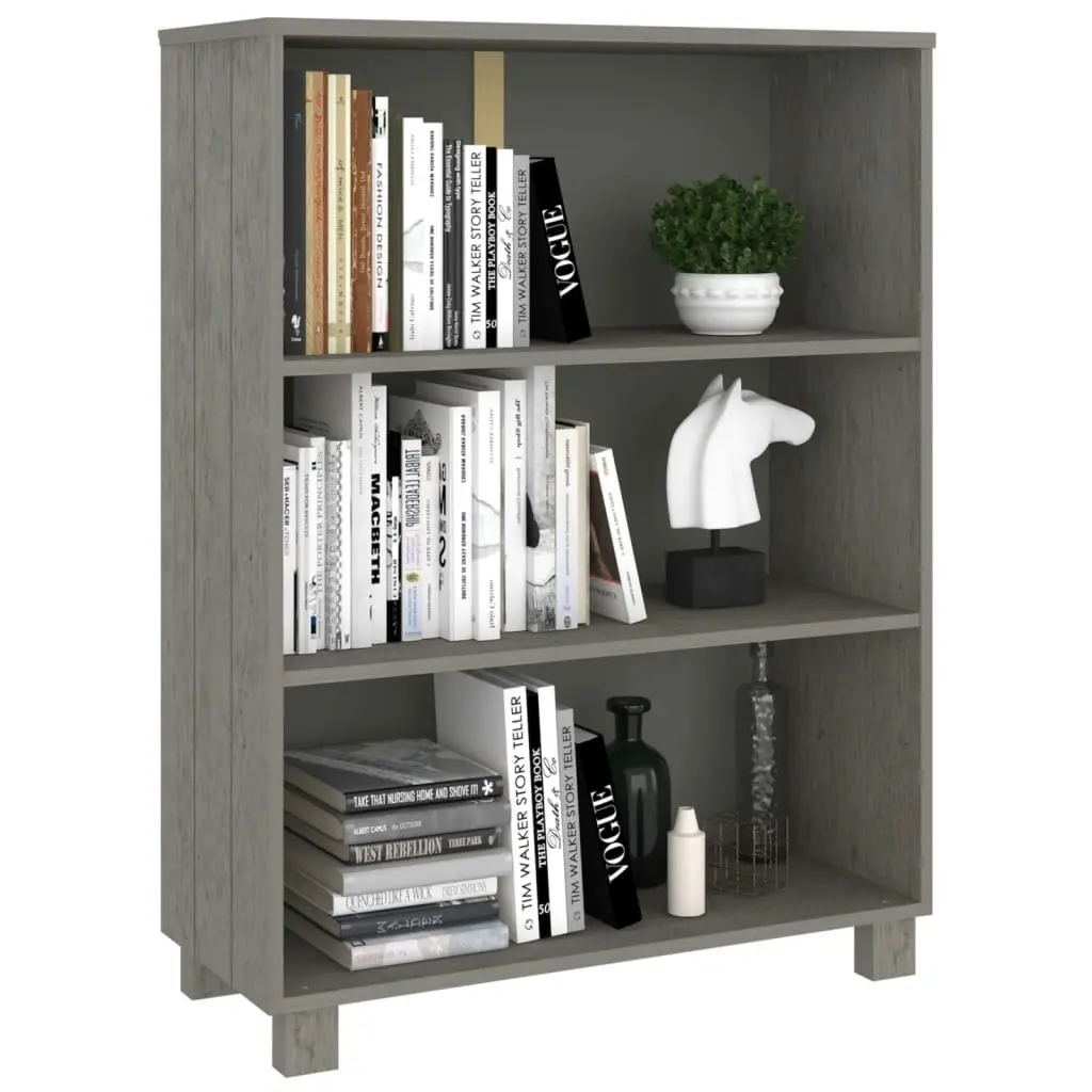 Book Cabinet "HAMAR" Light  Grey  85x35x112 cm Solid Wood Pine 340487