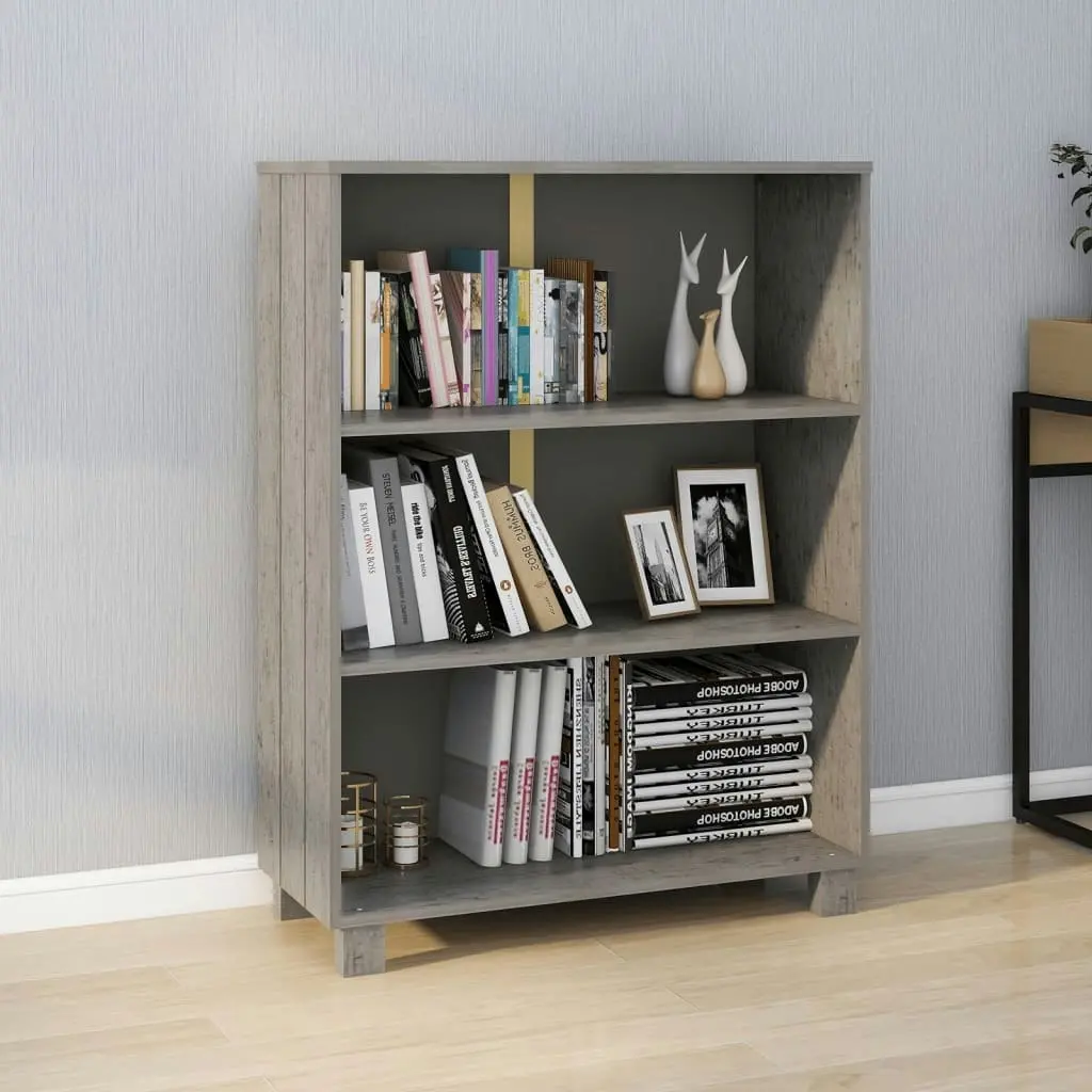 Book Cabinet "HAMAR" Light  Grey  85x35x112 cm Solid Wood Pine 340487