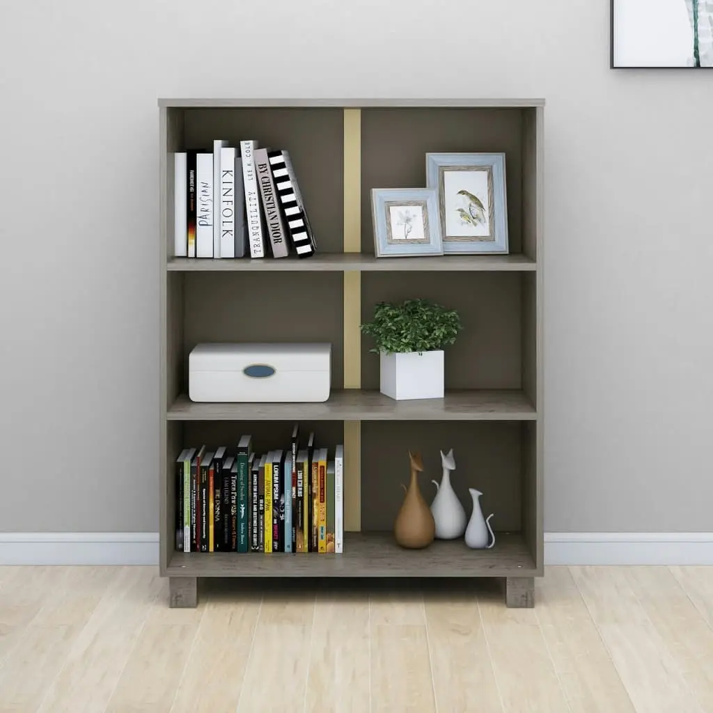 Book Cabinet "HAMAR" Light  Grey  85x35x112 cm Solid Wood Pine 340487