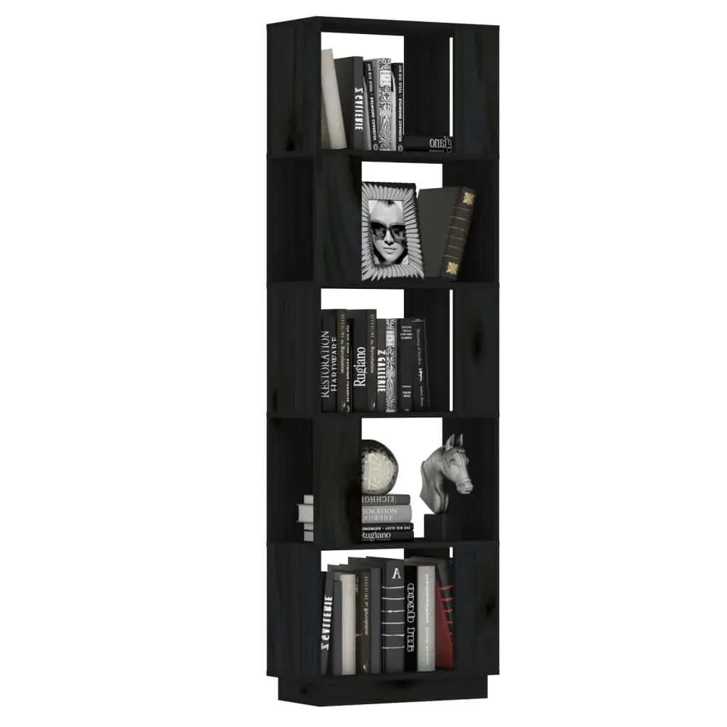 Book Cabinet/Room Divider Black 51x25x163.5 cm Solid Wood Pine 814048