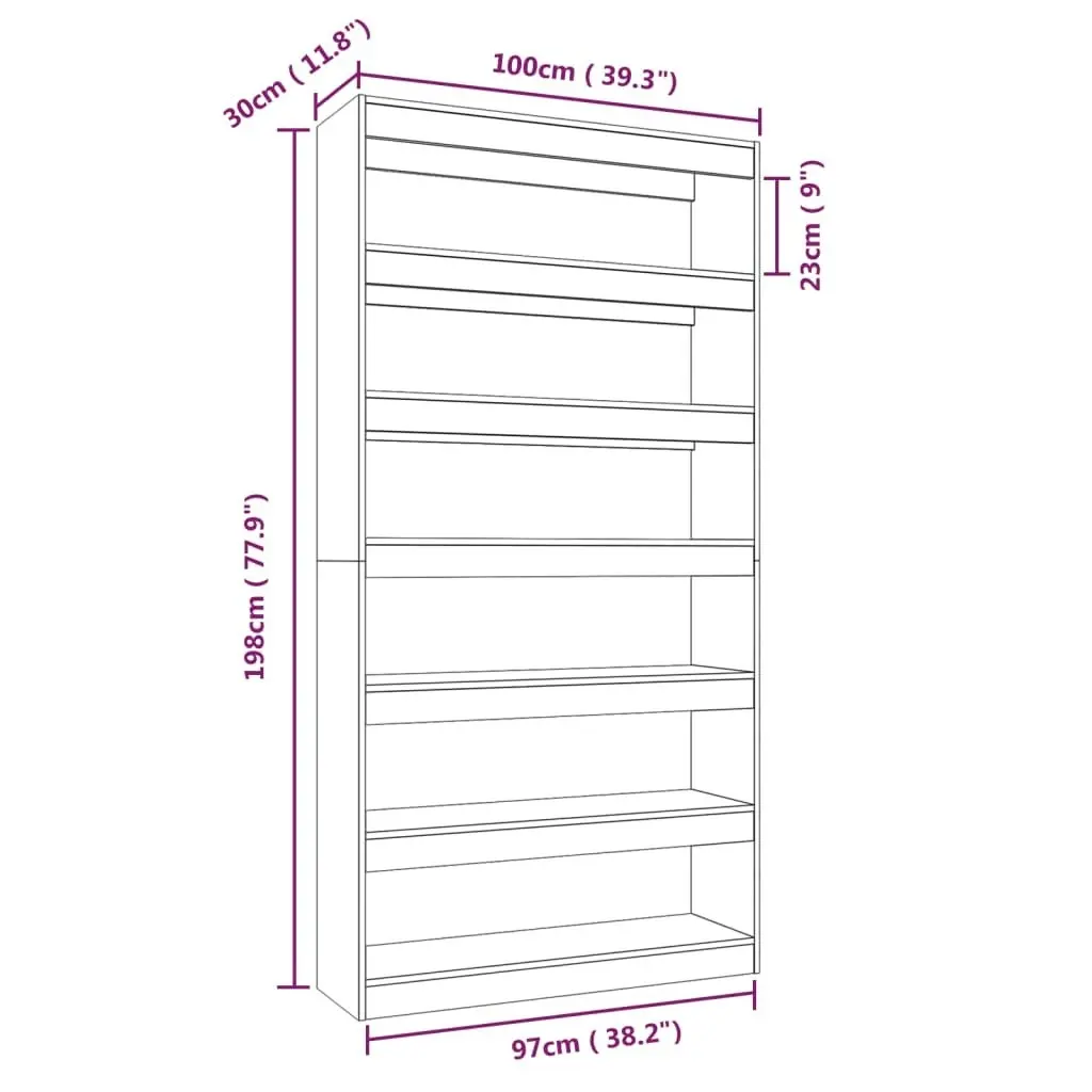 Book Cabinet/Room Divider Black 100x30x198 cm Engineered wood 811773