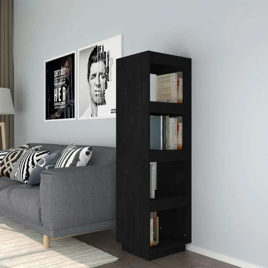 Book Cabinet/Room Divider Black 40x35x135 cm Solid Pinewood 810853