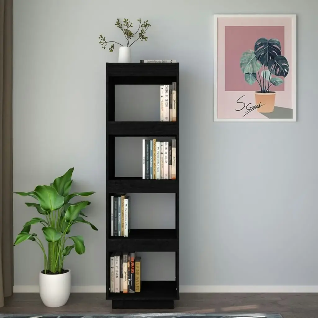 Book Cabinet/Room Divider Black 40x35x135 cm Solid Pinewood 810853