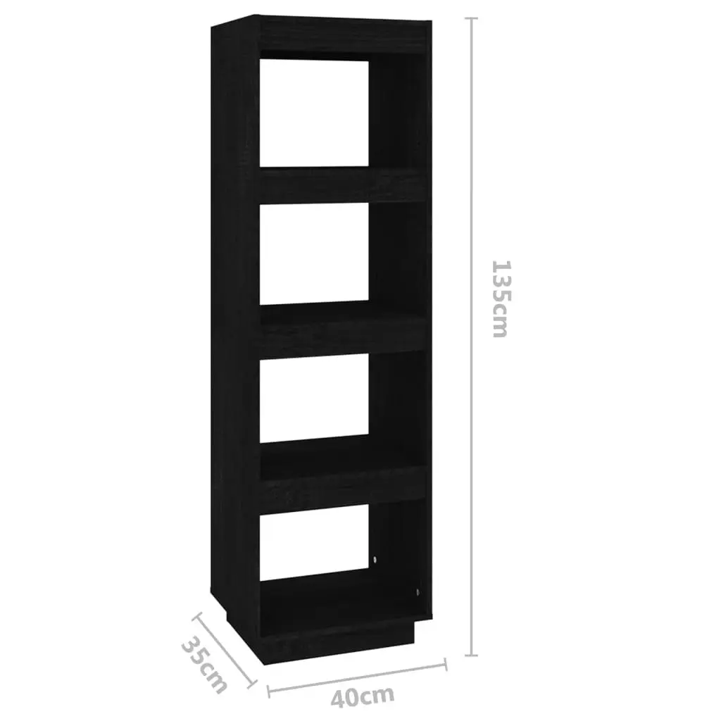 Book Cabinet/Room Divider Black 40x35x135 cm Solid Pinewood 810853