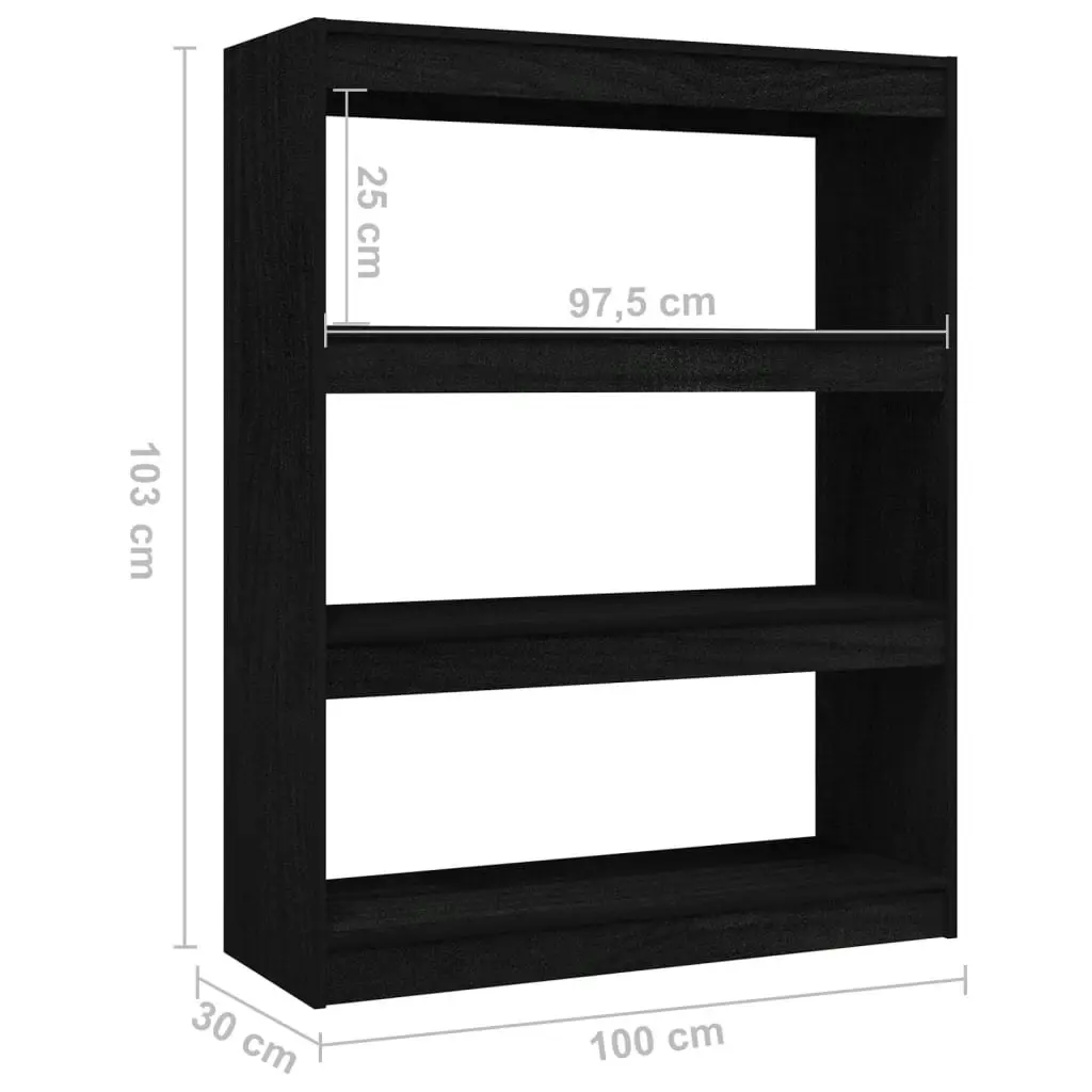 Book Cabinet/Room Divider Black 100x30x103 cm Solid Pinewood 808217