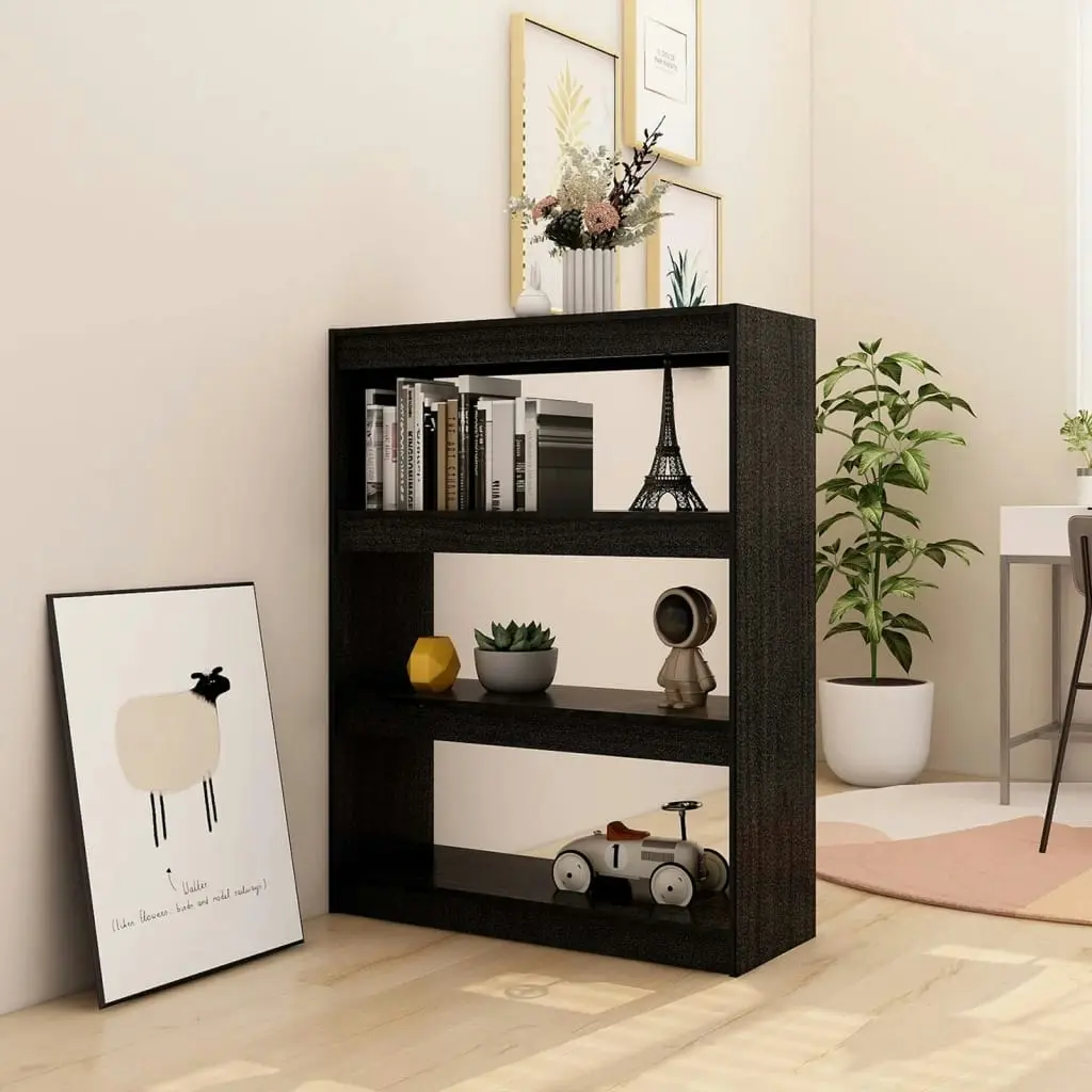 Book Cabinet/Room Divider Black 100x30x103 cm Solid Pinewood 808217