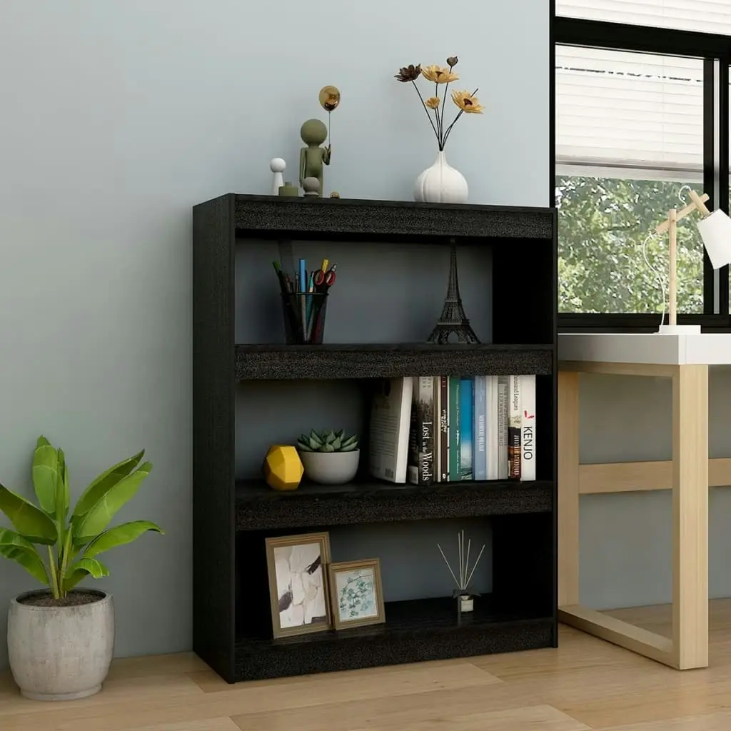 Book Cabinet/Room Divider Black 100x30x103 cm Solid Pinewood 808217