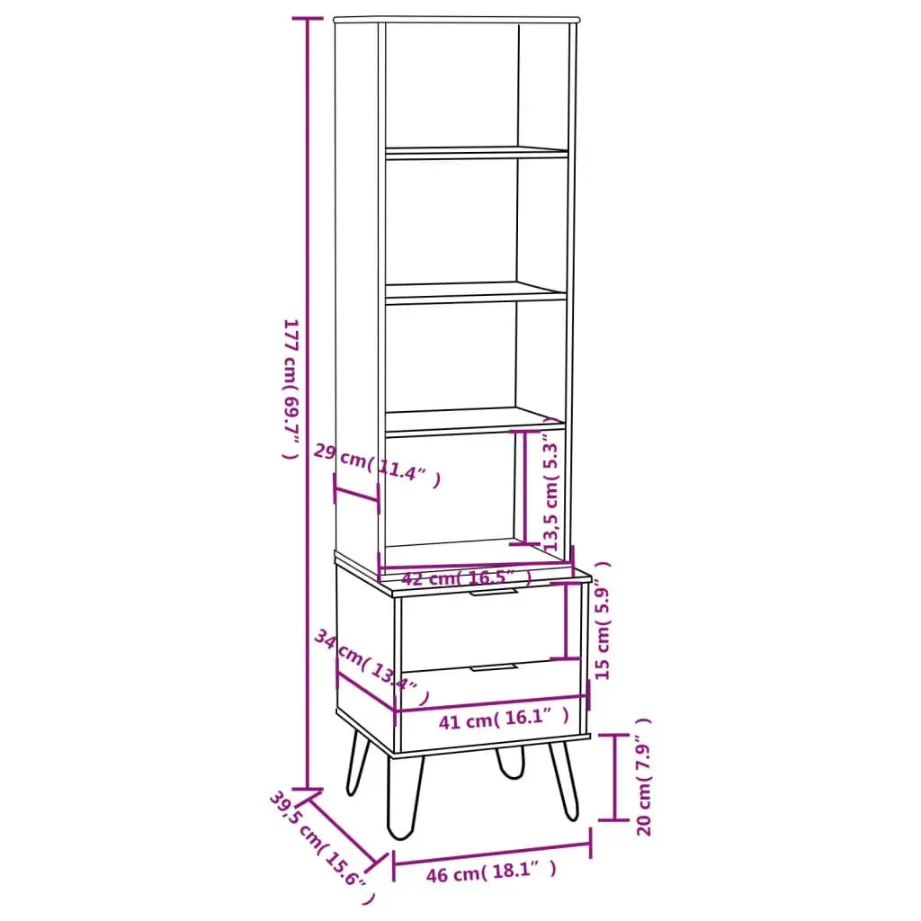 Book Cabinet "New York" Light Wood Solid Pine Wood 321140