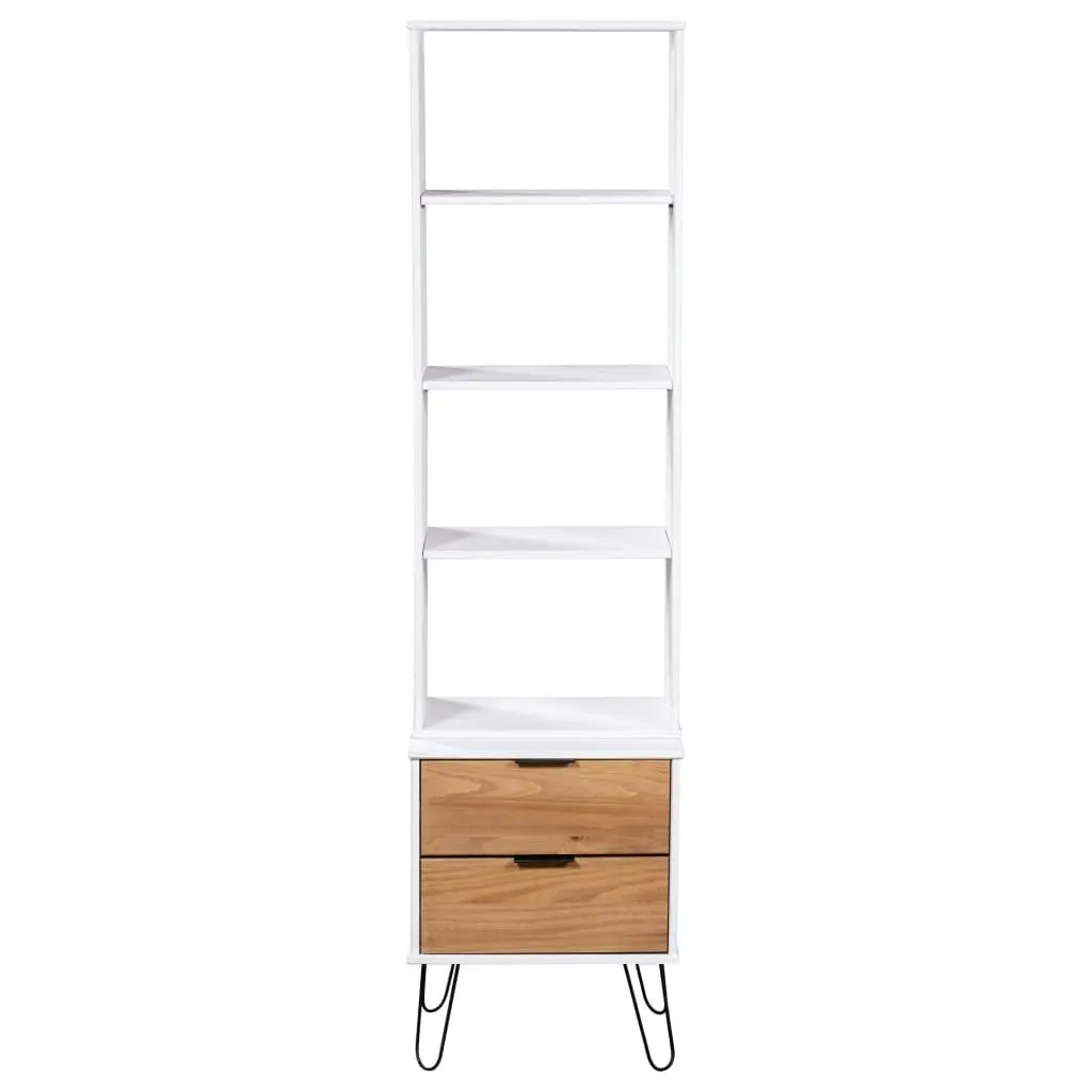 Book Cabinet "New York" White and Light Wood Solid Pine Wood 321143