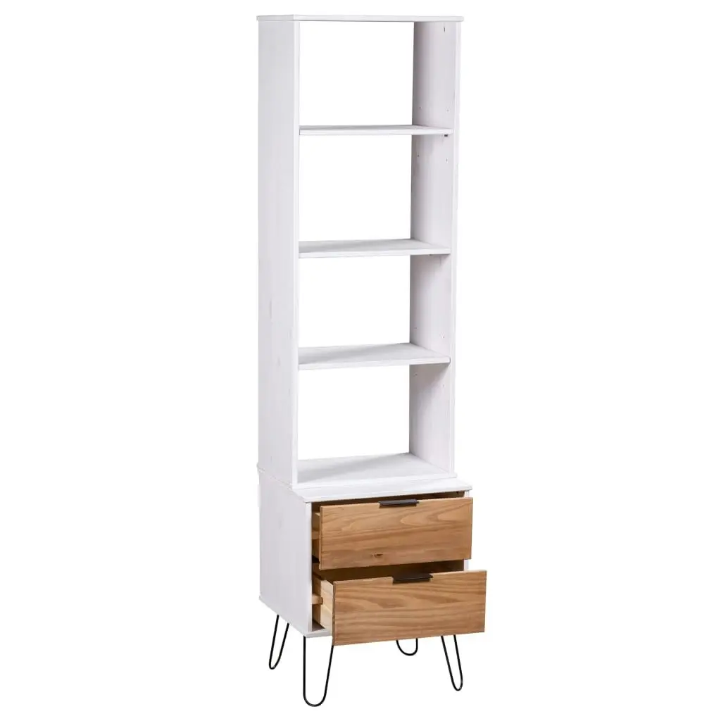 Book Cabinet "New York" White and Light Wood Solid Pine Wood 321143