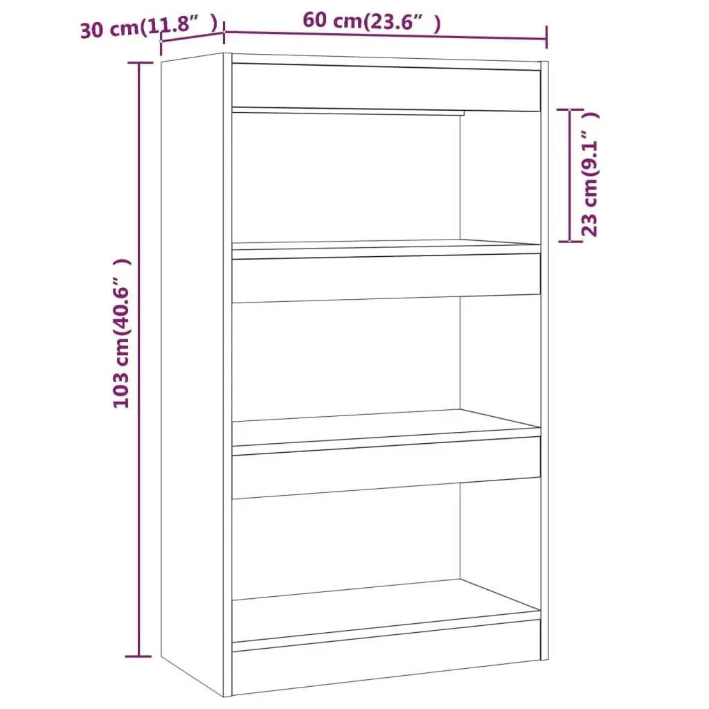 Book Cabinet/Room Divider Black 60x30x103 cm Engineered Wood 811656