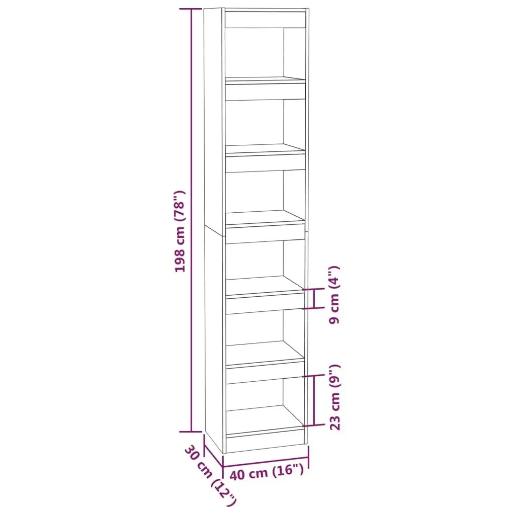 Book Cabinet/Room Divider Black 40x30x198 cm 811638