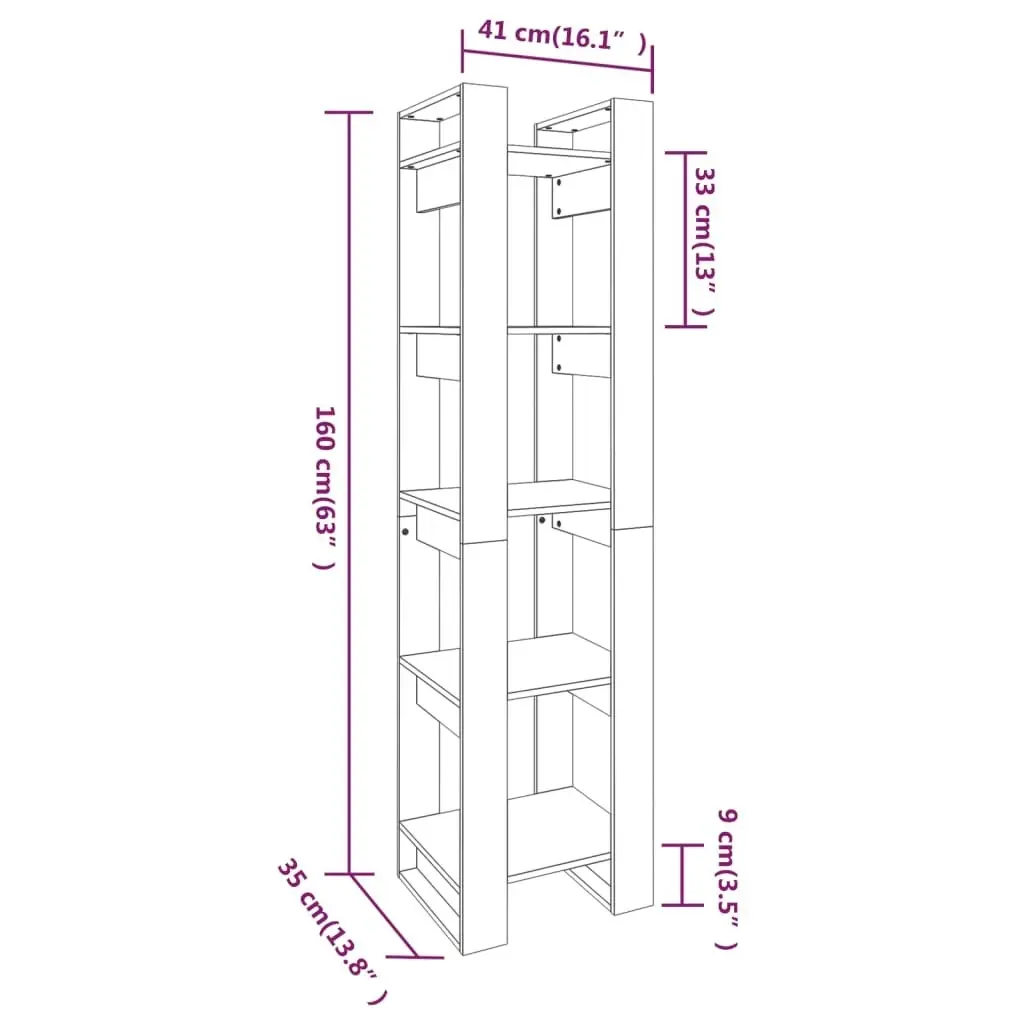 Book Cabinet/Room Divider Black 41x35x160 cm Solid Wood Pine 813873