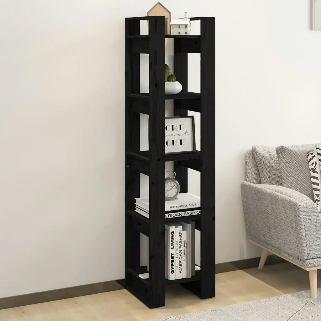 Book Cabinet/Room Divider Black 41x35x160 cm Solid Wood Pine 813873