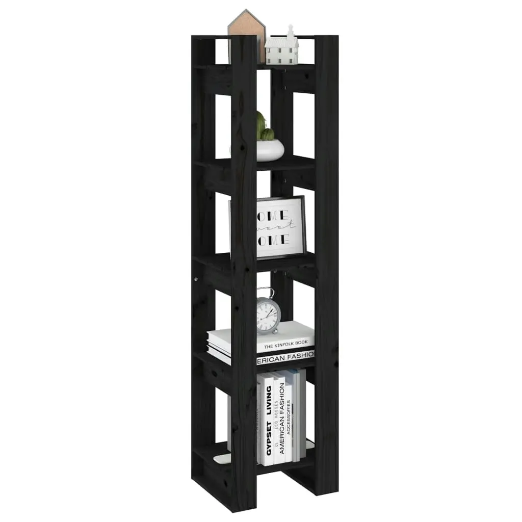 Book Cabinet/Room Divider Black 41x35x160 cm Solid Wood Pine 813873