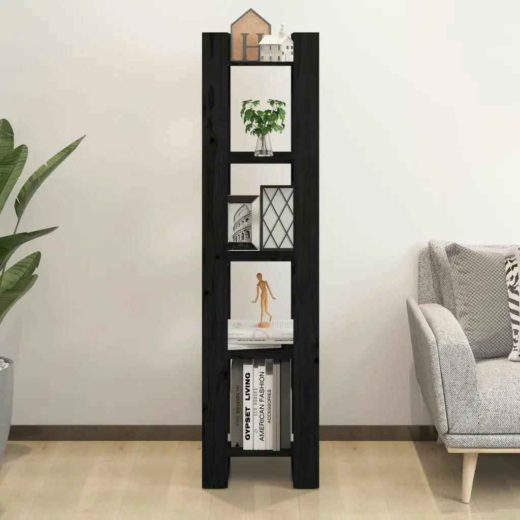 Book Cabinet/Room Divider Black 41x35x160 cm Solid Wood Pine 813873