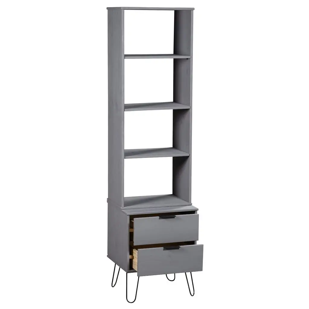 Book Cabinet "New York" Grey Solid Pine Wood 321142