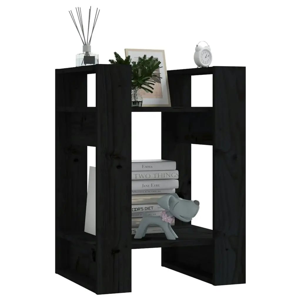 Book Cabinet/Room Divider Black 41x35x57 cm Solid Wood Pine 813858