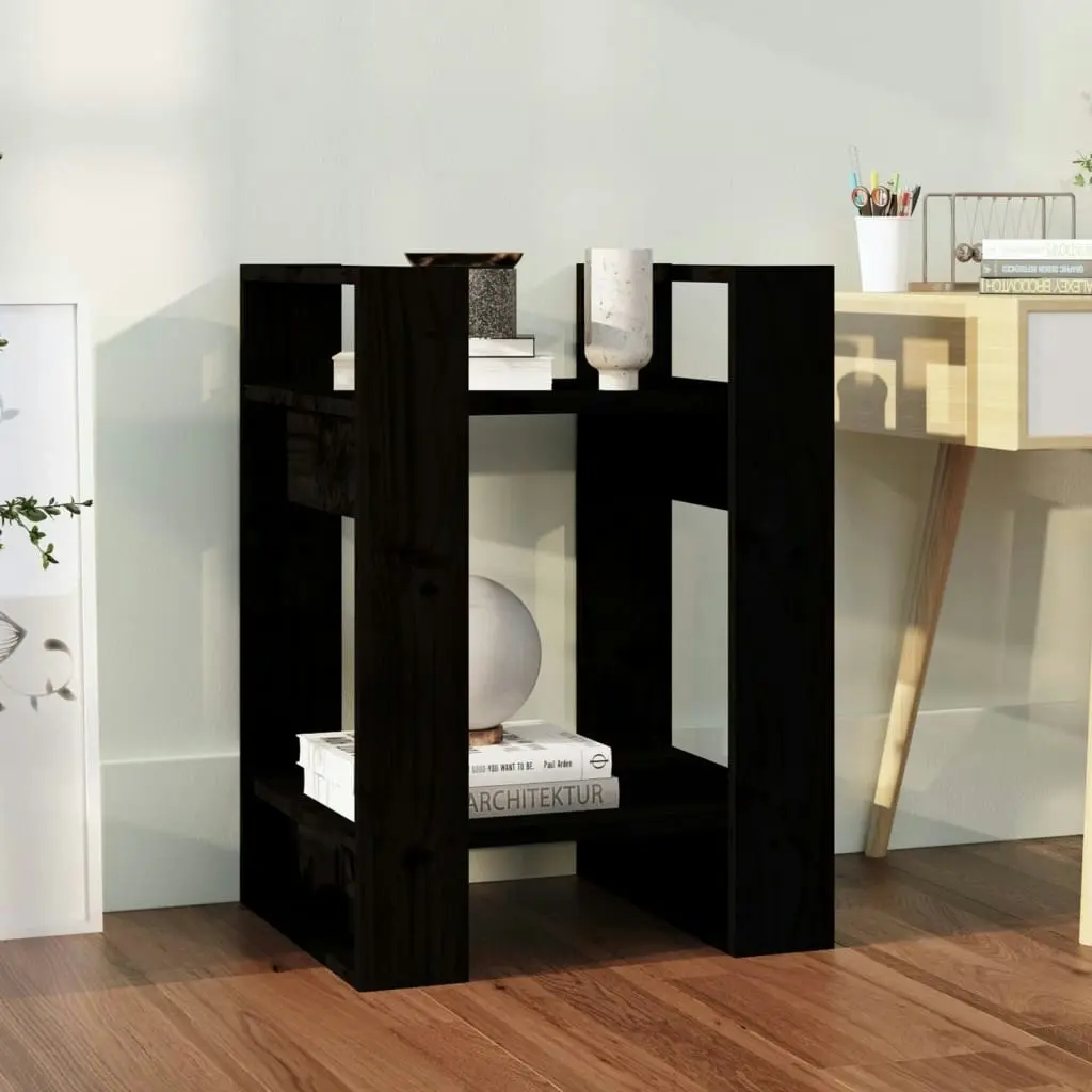 Book Cabinet/Room Divider Black 41x35x57 cm Solid Wood Pine 813858