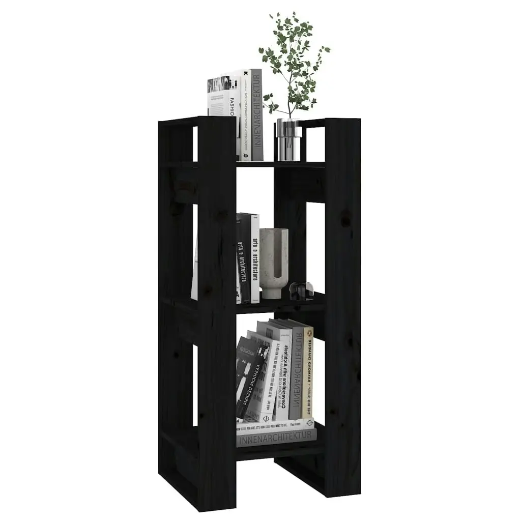 Book Cabinet/Room Divider Black 41x35x91 cm Solid Wood Pine 813863