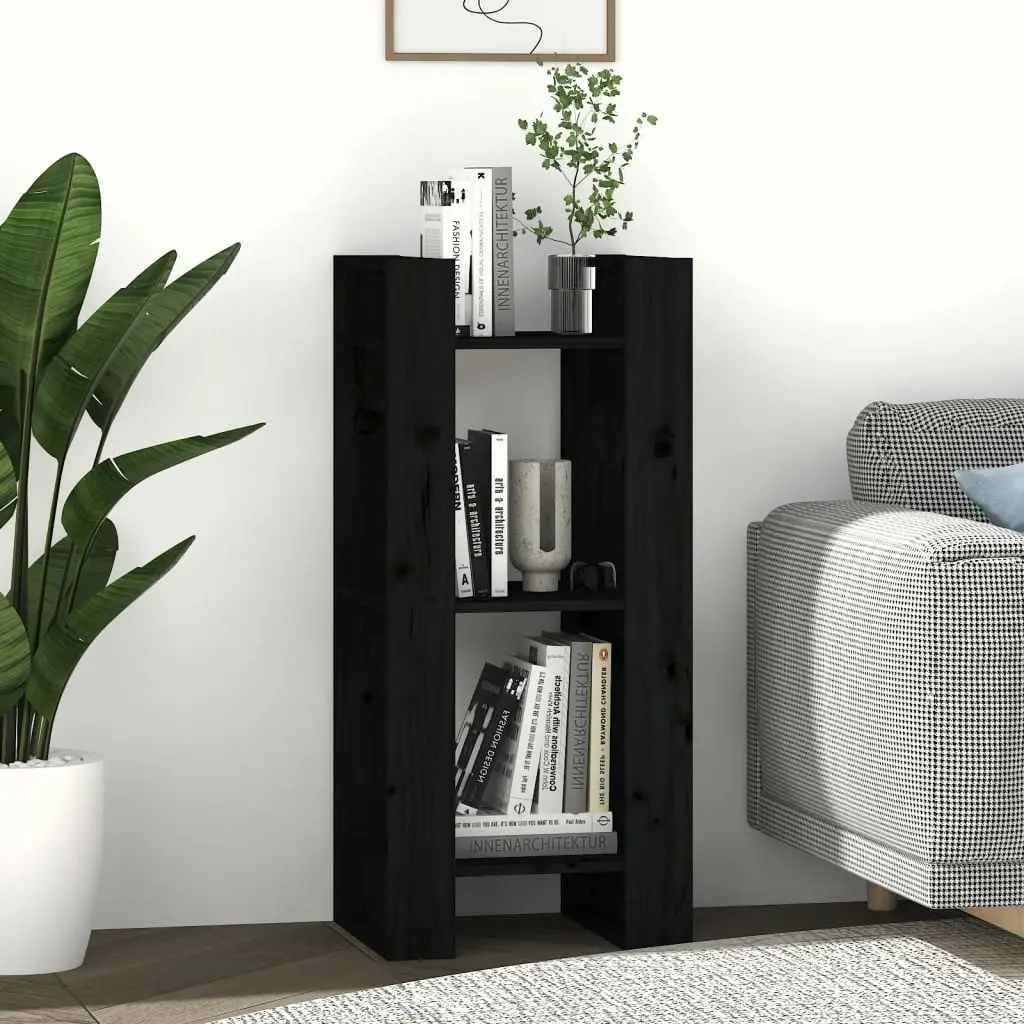 Book Cabinet/Room Divider Black 41x35x91 cm Solid Wood Pine 813863