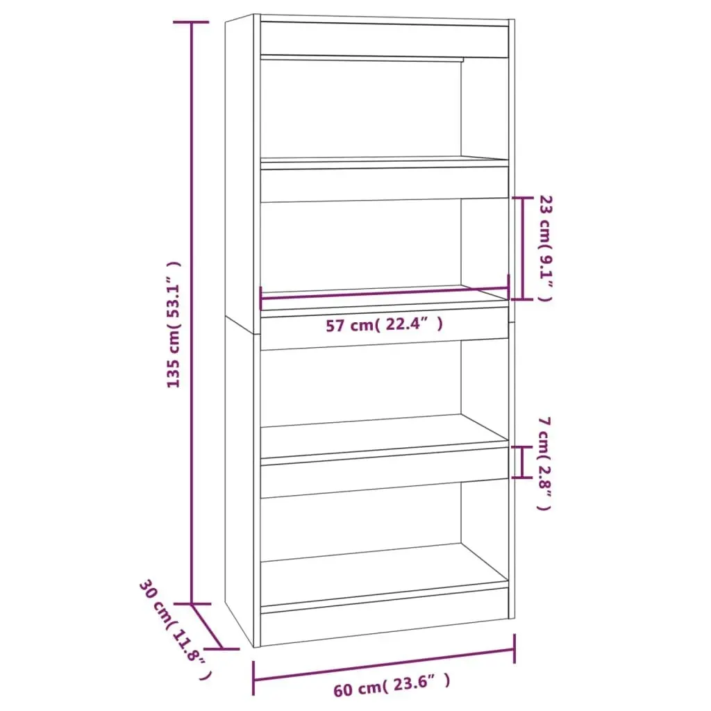 Book Cabinet/Room Divider Black 60x30x135 cm Engineered Wood 811665