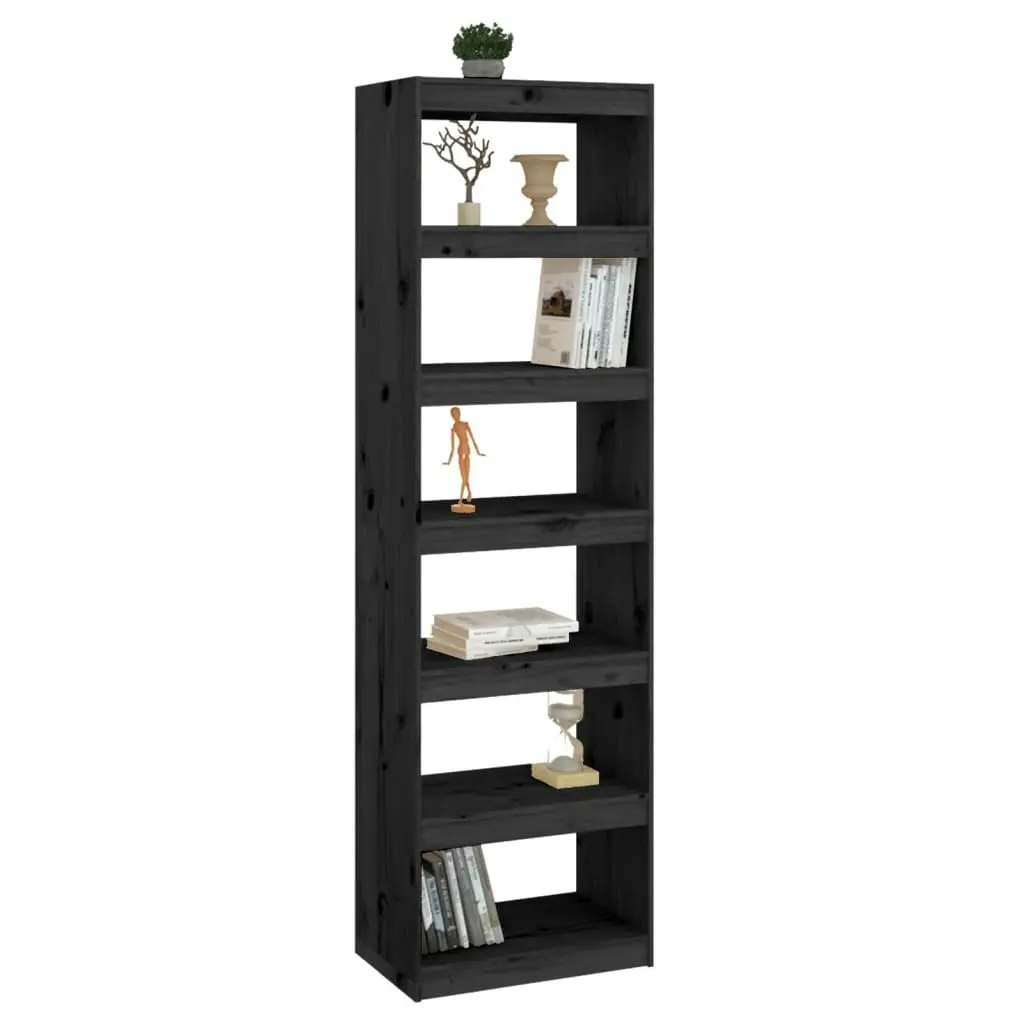 Book Cabinet/Room Divider Black 60x30x199.5 cm Solid Wood Pine 808182