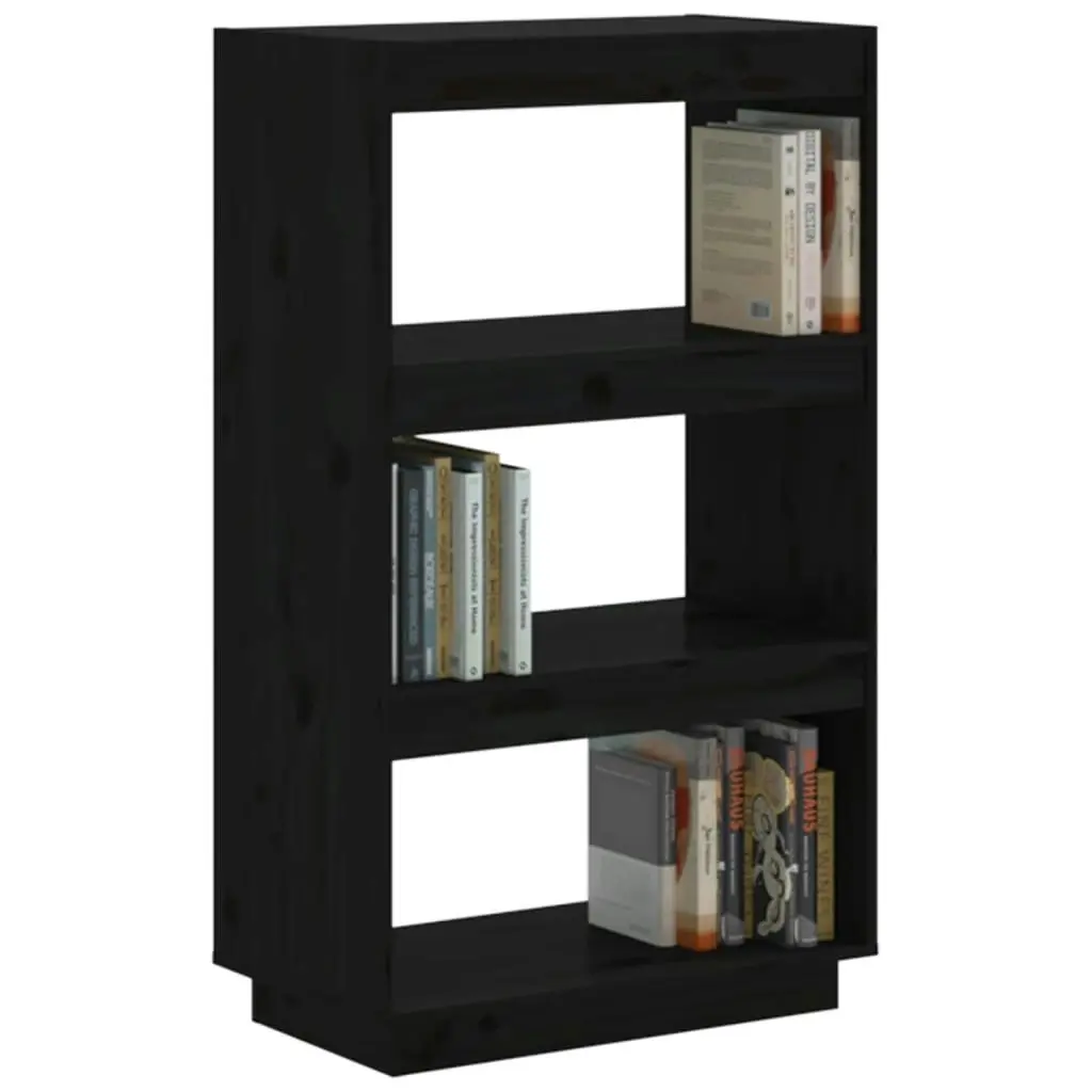 Book Cabinet/Room Divider Black 60x35x103 cm Solid Wood Pine 810868