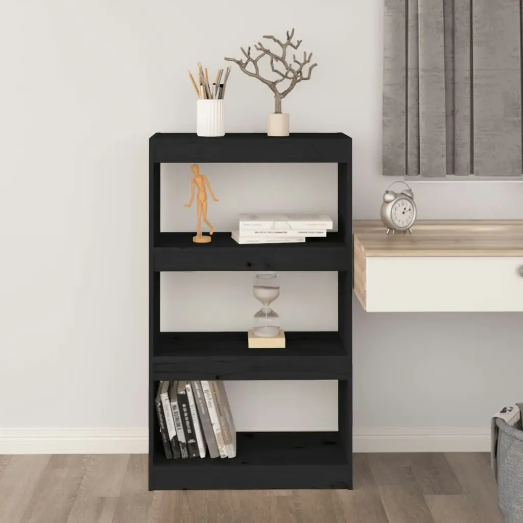 Book Cabinet/Room Divider Black 60x30x103.5 cm Solid Wood Pine 808167