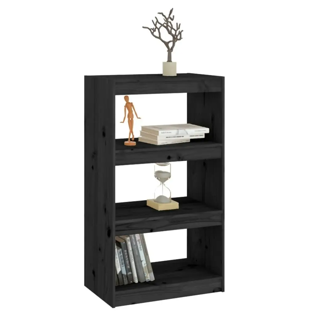 Book Cabinet/Room Divider Black 60x30x103.5 cm Solid Wood Pine 808167